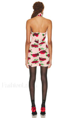 Cutout Ruched Floral Charming Jersey Mini Dress