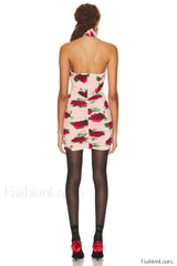 Cutout Ruched Floral Charming Jersey Mini Dress
