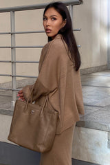 V Neck Sweater Midi Skirt Knit Set