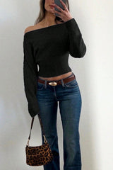 Off Shoulder Cropped Sweater
