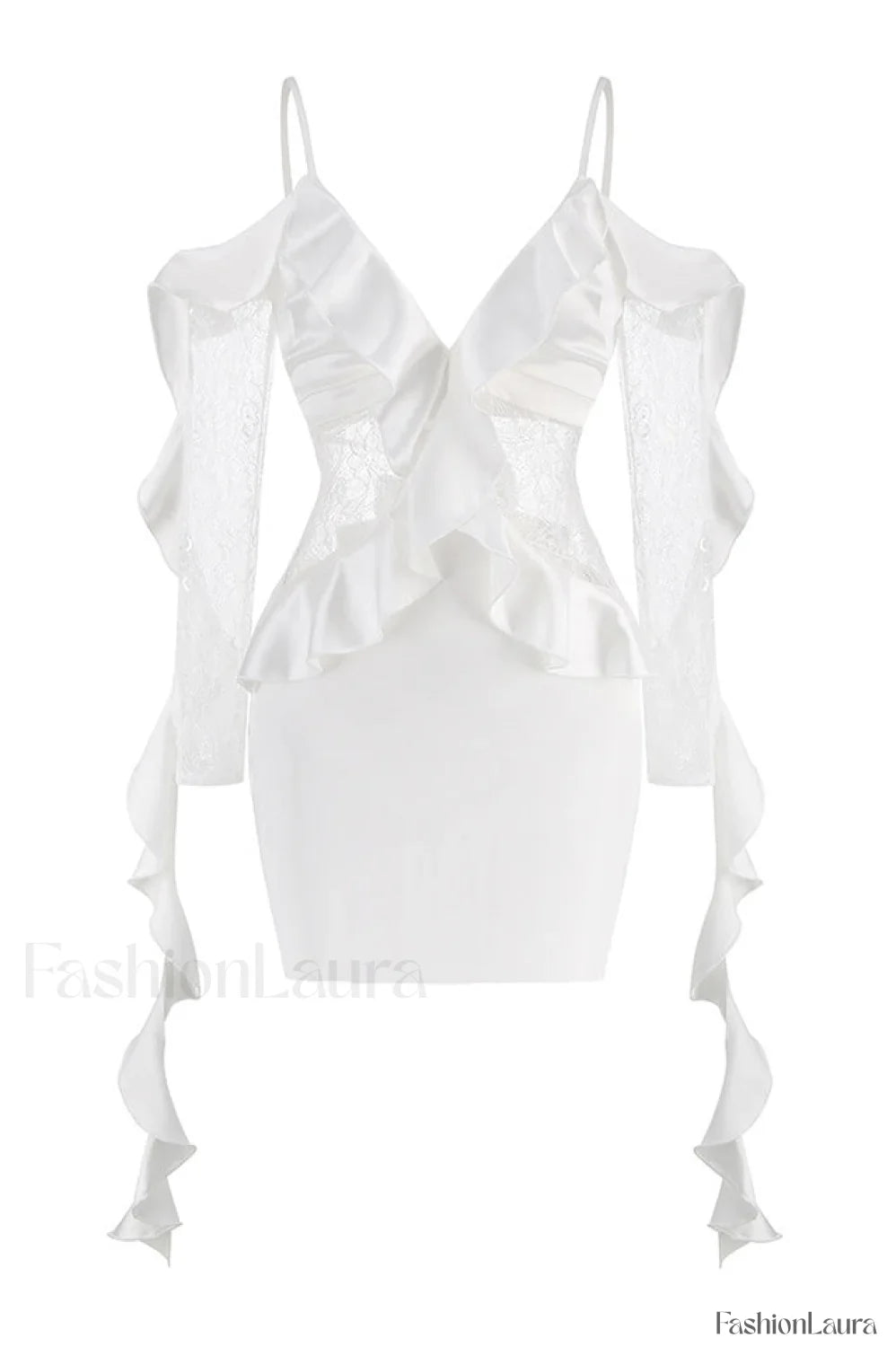 David Koma Stylish Ruffle Mini Dress XS / White
