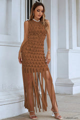 Denisa Sleeveless Stylish Tassel Dress