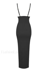 Draped Bustier Stylish Ribbed Midi Dress