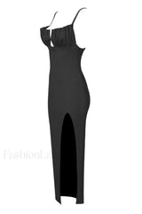 Draped Bustier Stylish Ribbed Midi Dress
