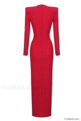 Draped Ring Detailed Charming Deep V Neck Dress