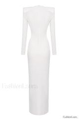 Draped Ring Detailed Charming Deep V Neck Dress