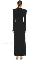 Draped Ring Detailed Charming Deep V Neck Dress