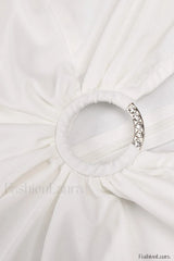 Draped Ring Detailed Charming Deep V Neck Dress