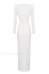 Draped Ring Detailed Charming Deep V Neck Dress