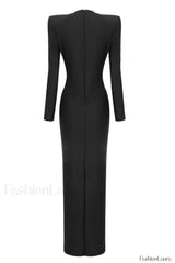 Draped Ring Detailed Charming Deep V Neck Dress