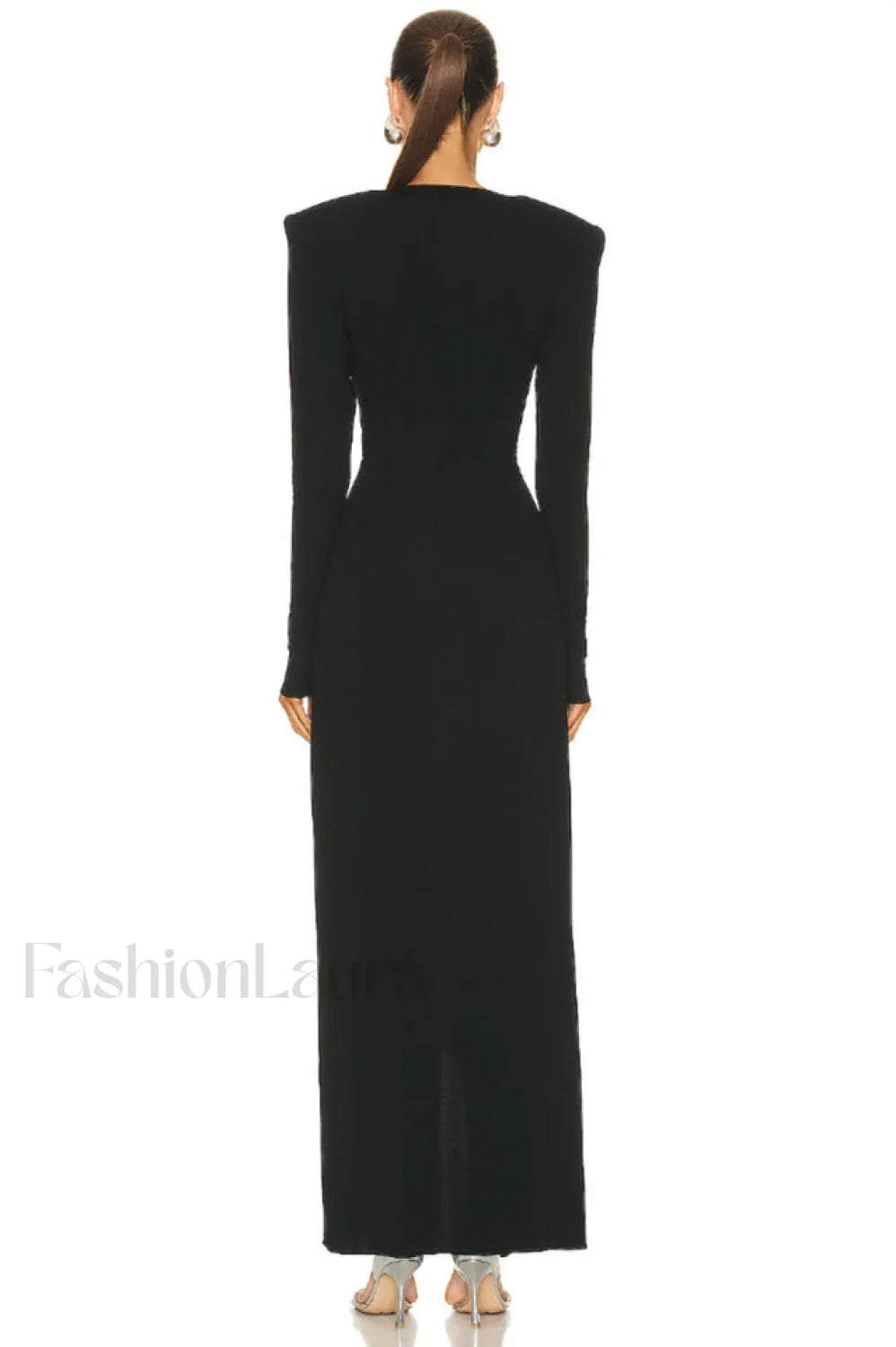 Draped Ring Detailed Charming Deep V Neck Dress