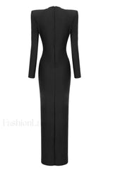 Draped Ring Detailed Charming Deep V Neck Dress