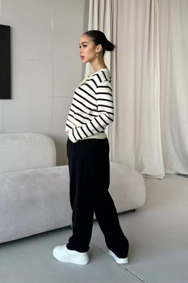 Short Striped Knit Christmas Cardigan