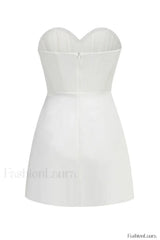Ecru Sweetheart Neckline Charming Detailed Mini Dress