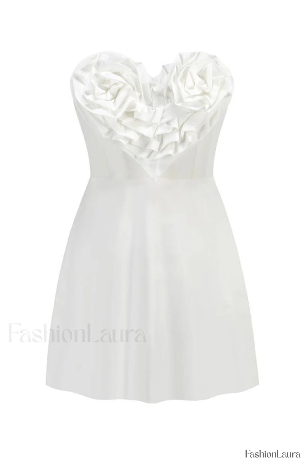 Ecru Sweetheart Neckline Charming Detailed Mini Dress XS / White