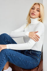 Fitted Ribbed Turtleneck Knit Sweater
