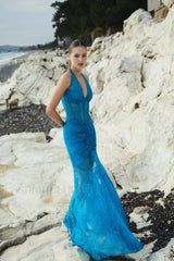 Elsa Halterneck Stylish See through Maxi Dress