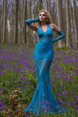 Elsa Halterneck Stylish See through Maxi Dress