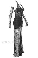 Elsa Halterneck Stylish See through Maxi Dress