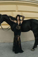 Elsa Halterneck Stylish See through Maxi Dress