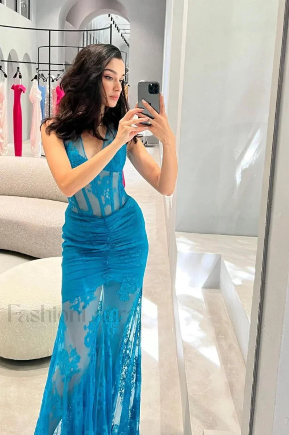 Elsa Halterneck Stylish See through Maxi Dress