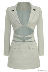 Emily Cut Stylish Out Blazer Dress S / Mint