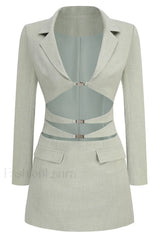 Emily Cut Stylish Out Blazer Dress S / Mint
