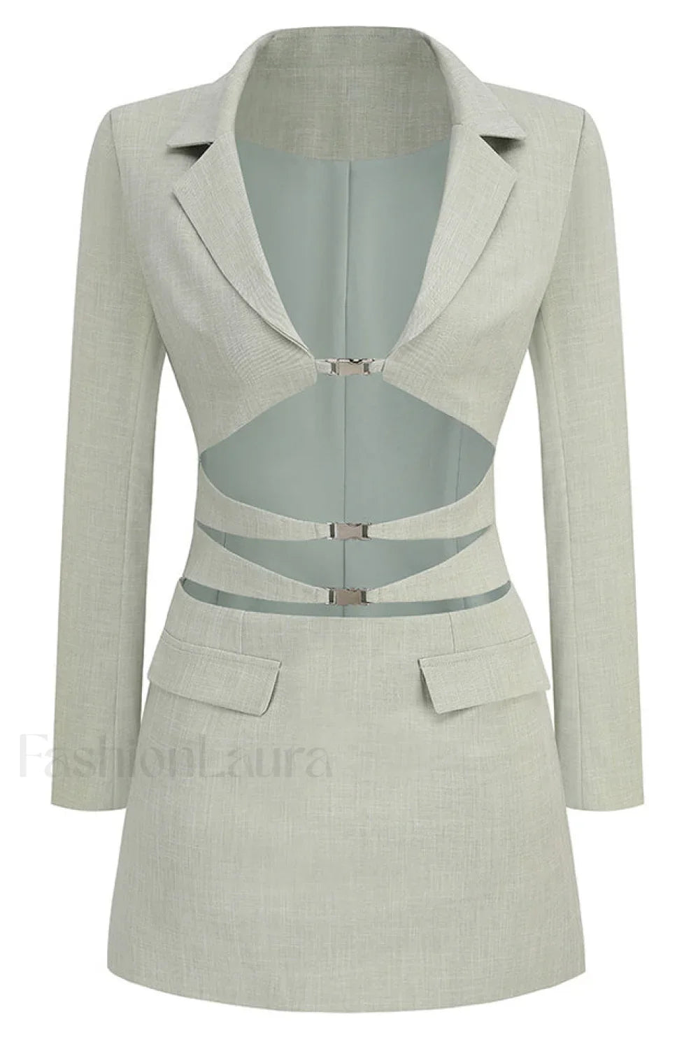 Emily Cut Stylish Out Blazer Dress S / Mint