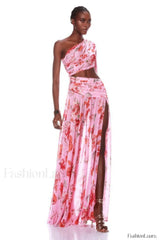 Emily Printed Stylish One Shoulder Dress