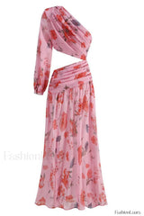 Emily Printed Stylish One Shoulder Dress