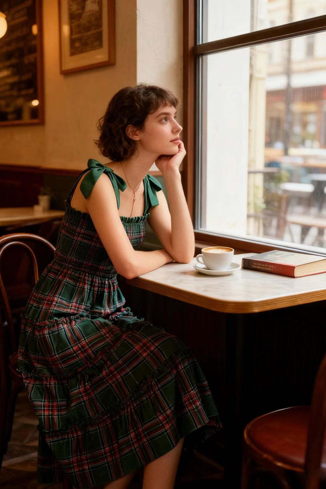 Colorful Plaid Print Slip Dress