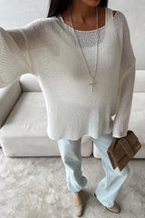 Relaxed Open Knit Off Shoulder Sweater