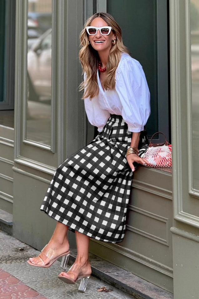 Casual Plaid High Waist Christmas Skirt