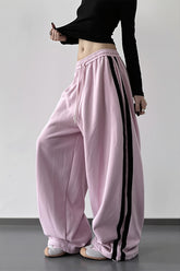 Side Stripe Drawstring Wide Leg Pants