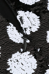Feather Trim Polka Charming Dot Sequin Dress