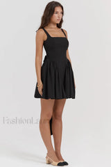 Florianne Black Stylish Bow Mini Dress