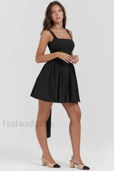 Florianne Black Stylish Bow Mini Dress