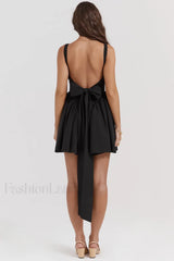 Florianne Black Stylish Bow Mini Dress