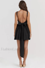 Florianne Black Stylish Bow Mini Dress