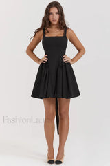Florianne Black Stylish Bow Mini Dress