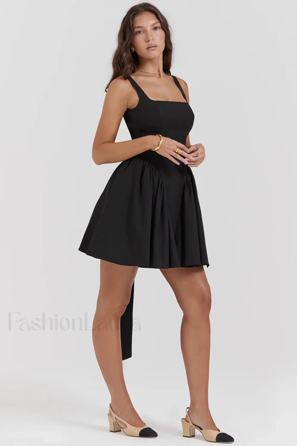 Florianne Black Stylish Bow Mini Dress