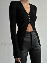 Free Your Mind Long Sleeve Knit Top Black / XS Knit Tops