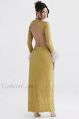 Gina Yellow Stylish Crystal Dress