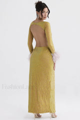 Gina Yellow Stylish Crystal Dress