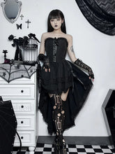 Gothic Bodycon Lace Hi Trim Corset Low Swing Evening Strapless Sleeveless Dress