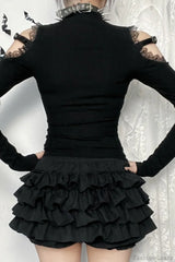Gothic Cross Sheer Long Sleeve T-Shirt
