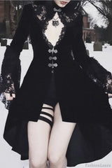 Gothic Lace Cutout Lantern Sleeve Dress