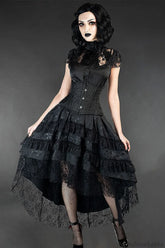Gothic Lace Trim Halloween Skirt Black / S