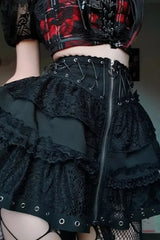 Halloween Gothic Punk High Waist Zipper Mini Skirt Black / S