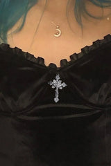 Halloween Lace Trim Cami Dress Black / S